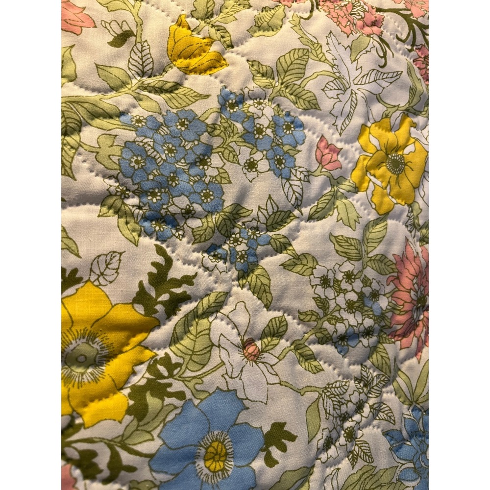 1970s Cannon Full Cotswold Floral Sunflower Cottage Coquette Quilted Bedspread - Picture 7 of 7